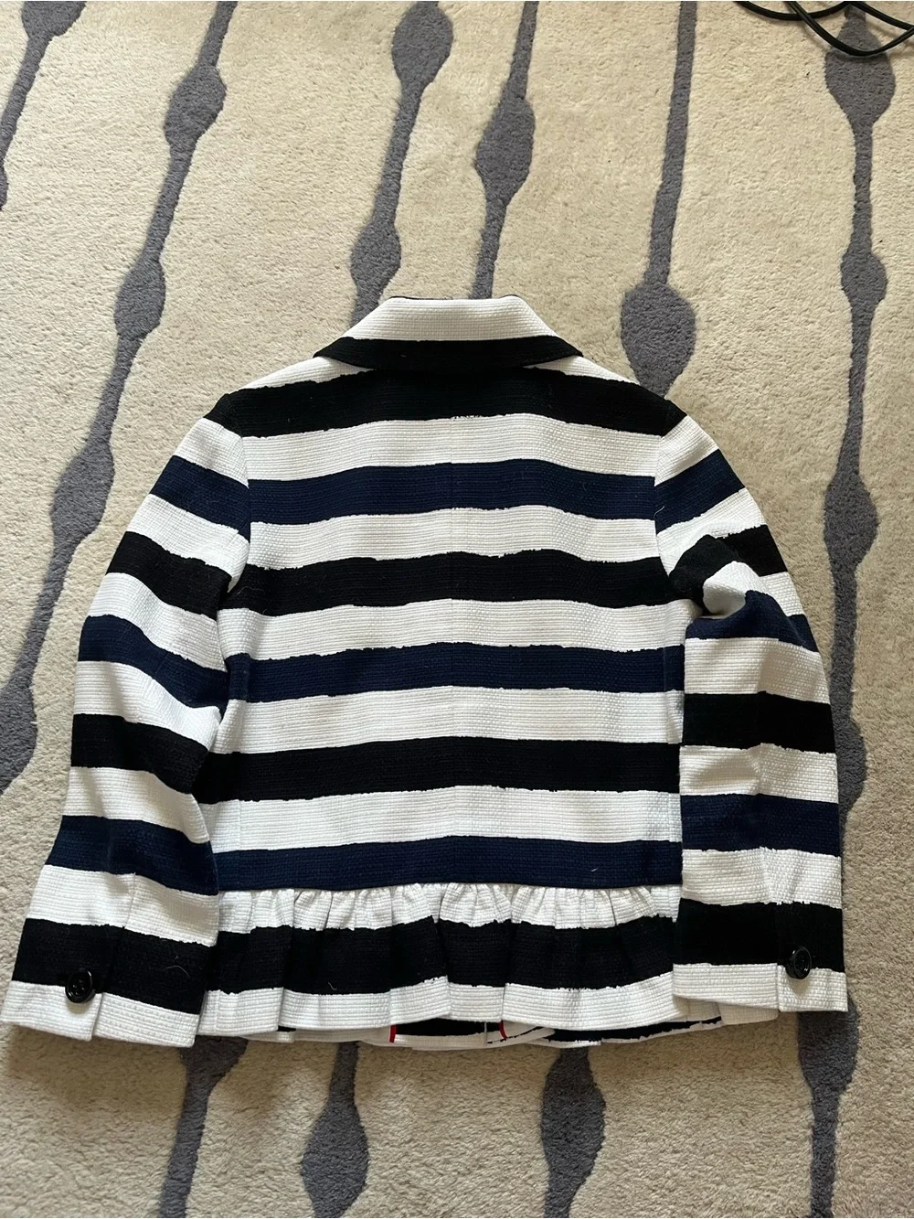 kate spade Navy and White Striped Peplum Blazer